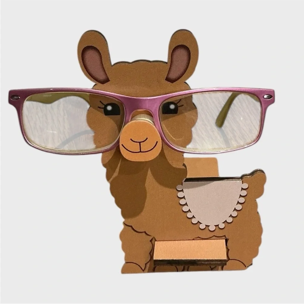 Wooden Llama Eyeglass Holder Stand Alpaca Glasses Display Desk Organizer NWT